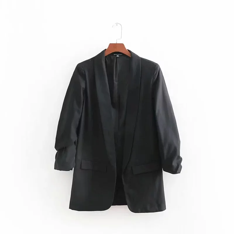 Autumn New Style Ozhouzhan WOMEN'S Dress Pleated Sleeve Casual Suit Long-sleeved Coat
