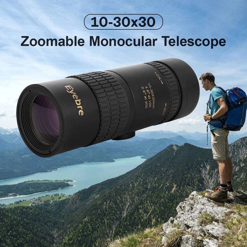 10-30x30 Zoomable Monocular Telescope Compact Hunting Telescope Spotting Scope for Bird Watching Camping Concert