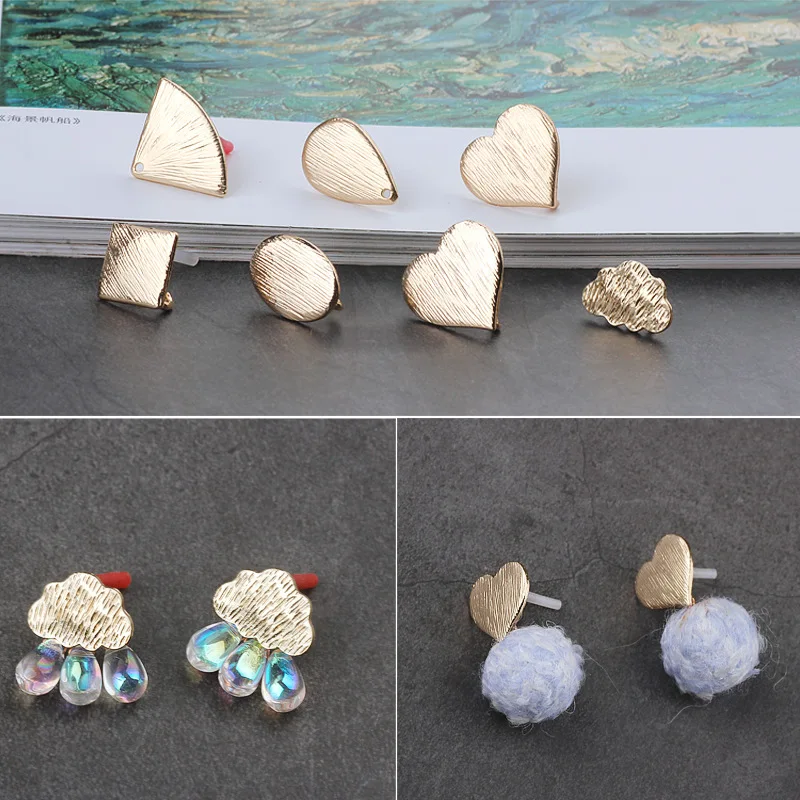 

10pcs DIY Stud Earrings Setting Love Heart Cloud Earring Connectors Waterdrop Earrings Back for Jewelry Making Accessories