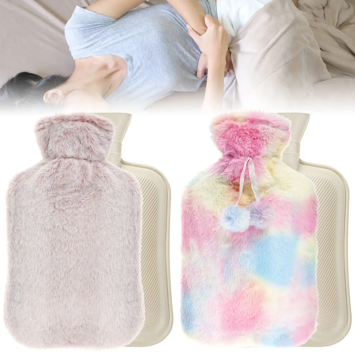 

Hot Water Bottle Soft To Keep Warm In Winter Portable And Reusable Protection Plush Covering Leak-proof Rubber Hot Water Bottle