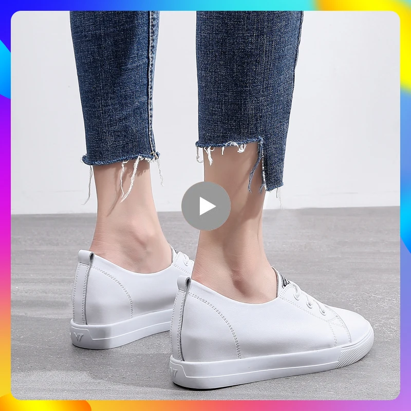 

Women casual flat shoes fashion sneakers genuine leather lace up walking shoes for women white shoes ladies nurse shoes 1977