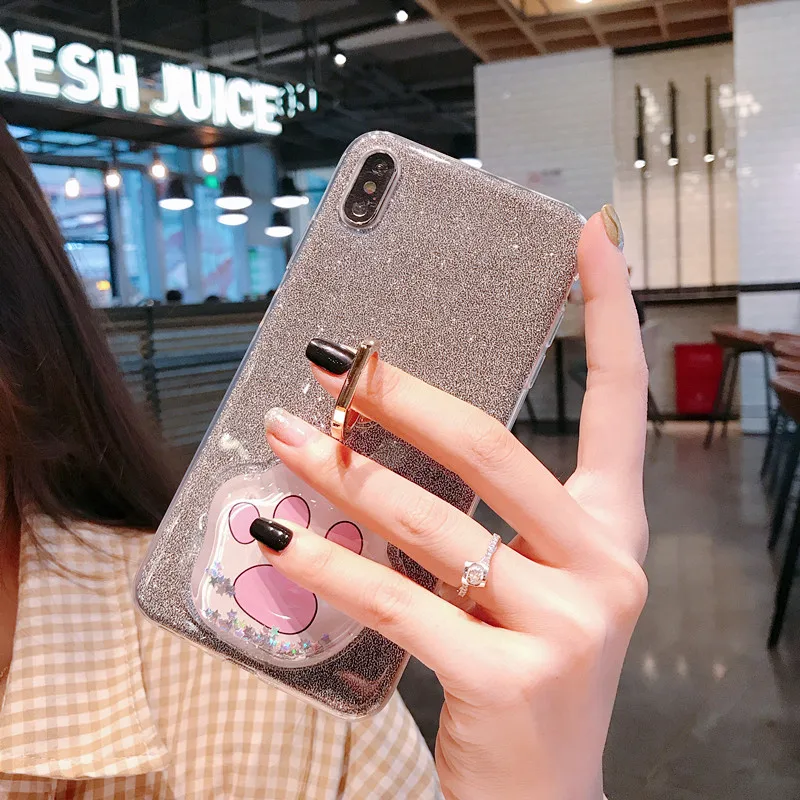 Для Moto G7 плюс G7 один Мощность G5 G5S G6 Z2 Z3 играть плюс P30 Примечание E3 E4 чехол с сияющими блестками кольцо крышки - Цвет: black