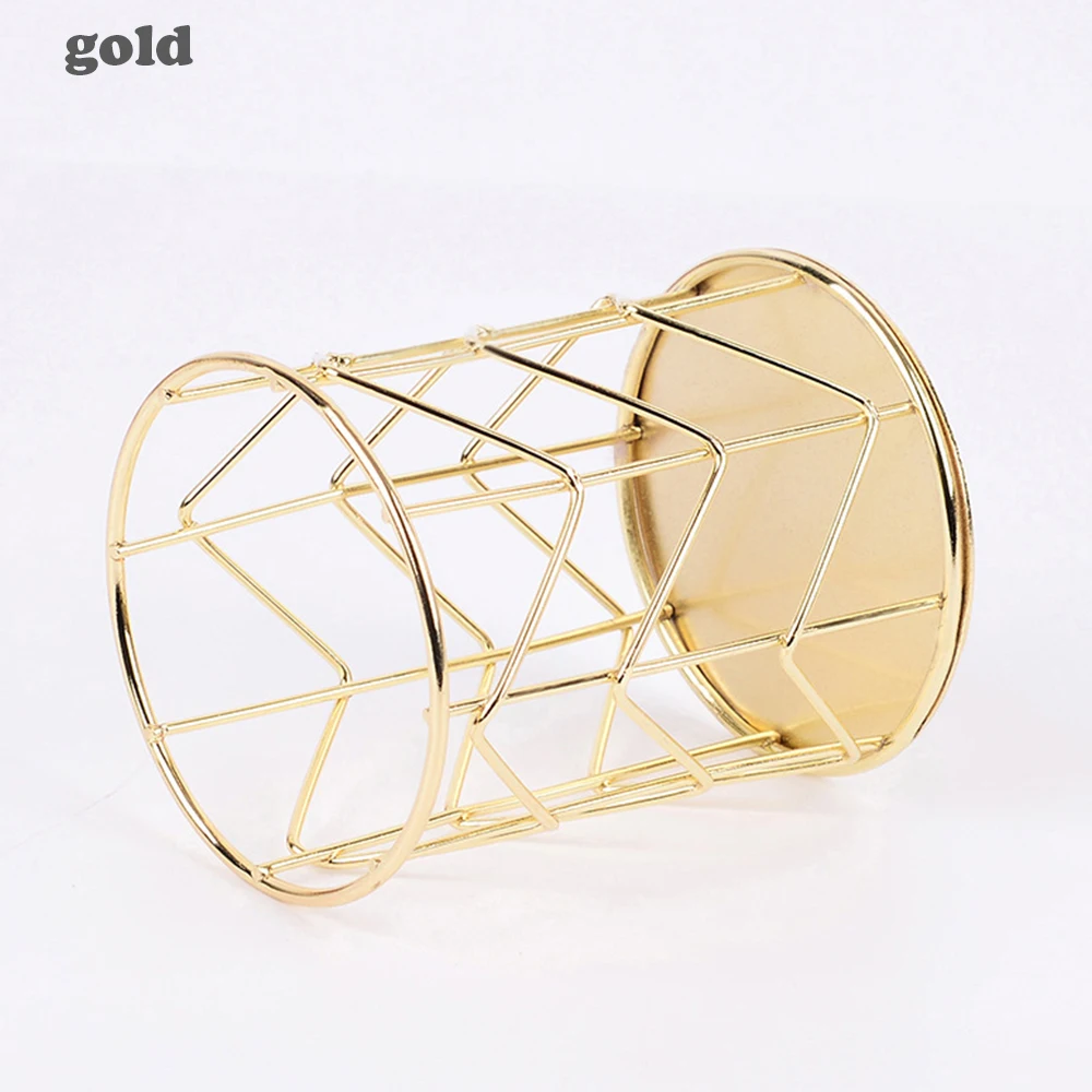 gold Скандинавский Настольный органайзер, железная коробка для хранения макияжа, настольная губная помада, кисточка, держатель для ручки, для дома, офиса, органайзер для хранения, аксессуары для стола - Цвет: gold