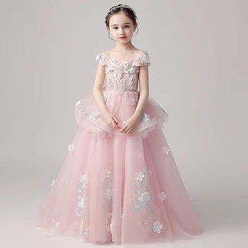 

Retail 3148 Flowers Embroidery Princess Costume Baby Girl Dress 2020 New Spring Summer Party Wedding Kid Dress For Girl Clothes