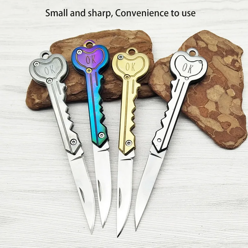 Складной мини нож в виде ключа брелок форме пакет коробки складной карманный