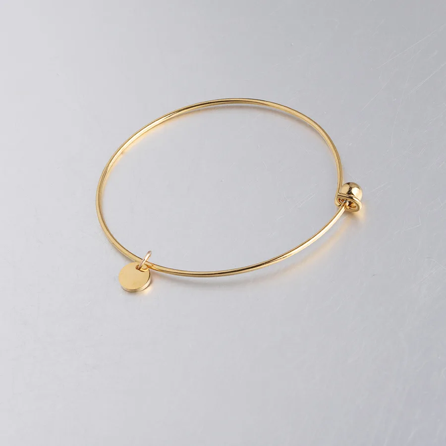 gold Серебряный/золотой/розовое золото нержавеющая сталь 8 мм Круглый Шарм браслет пустой для Гравировки Металлический Открытый браслет зеркальная полировка 10 шт - Окраска металла: gold
