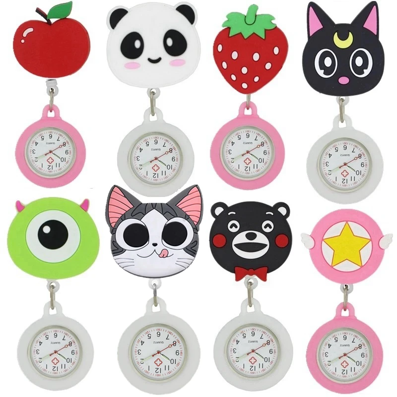 Pocket Watches Retractable-Clip Strawberry Nurse-Doctor Animal-Penda Cartoon Gift Medical