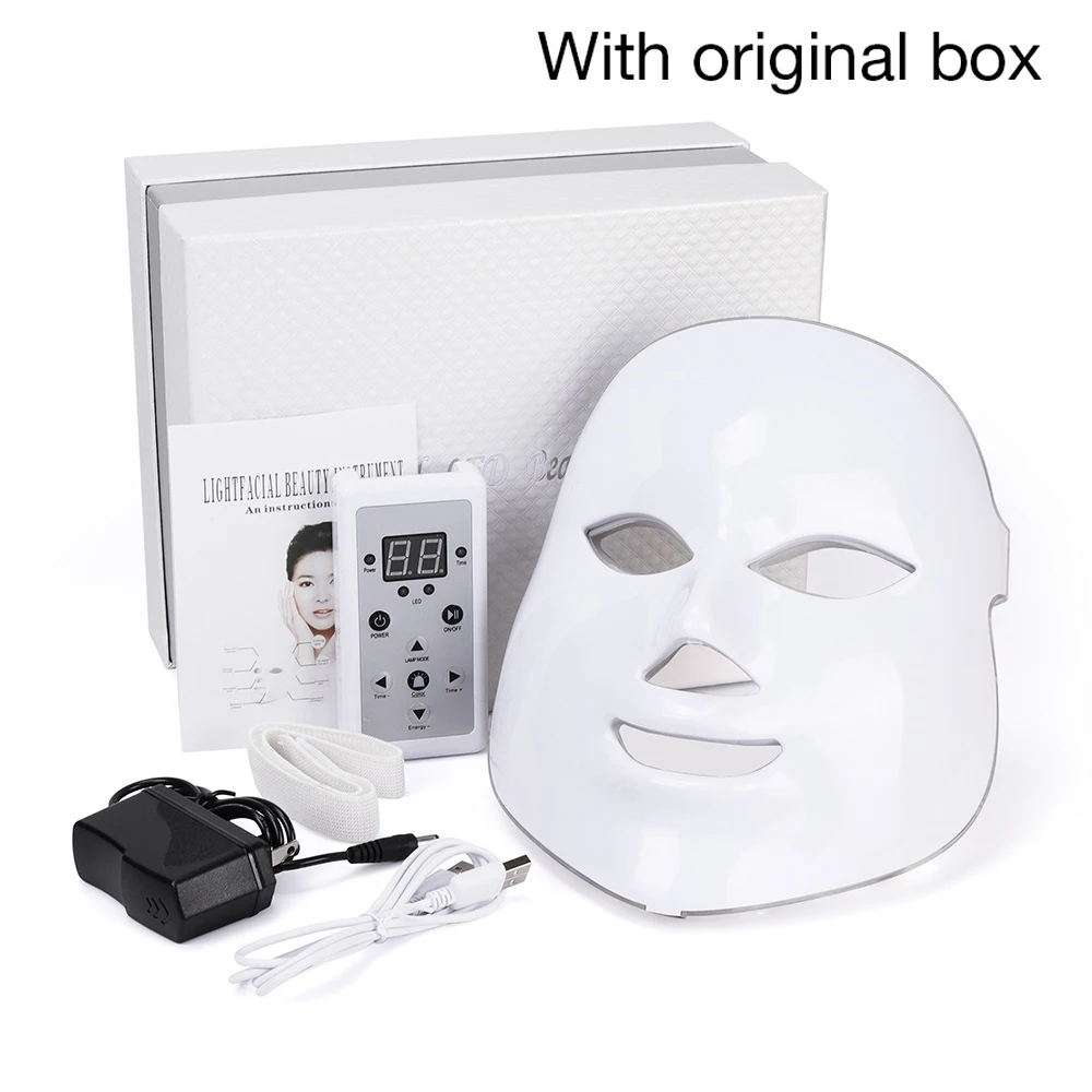 without neck box VIP ссылка дропшиппинг светодиодная маска для лица 3 стиля на выбор терапии светильник для ухода за кожей 3/7 цветов электрический сварочные маски - Цвет: without neck box