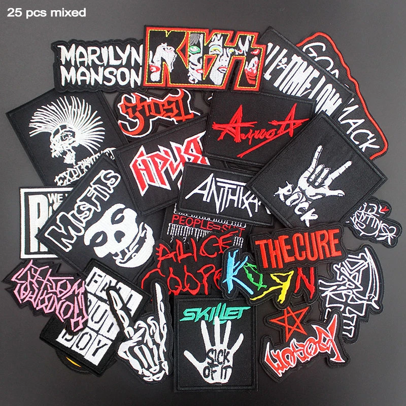 25 Pcs Mixed Rock Band Patches Music Hippie Punk Badge Embroidered Ironing  Stripes On Clothes Appliques Stickers - Patches - AliExpress