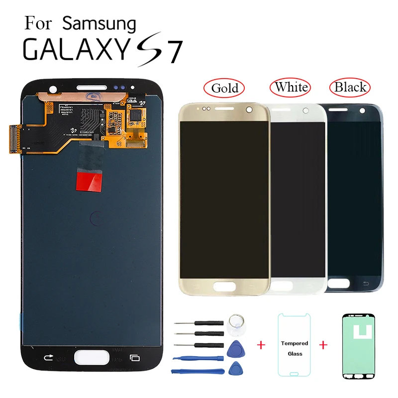 

Original AMOLED 5.1'' For SAMSUNG Galaxy S7 LCD Display G930 G930F G930A Touch Digitizer Assembly S7 lcd display Burn-in shadow
