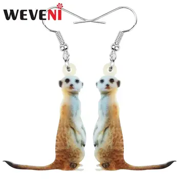 

WEVENI Acrylic Mongooses Meerkat Earrings Animal Drop Dangle Jewelry For Women Girl Teen Kid Charm Decoration Hot Sale Gift Bulk