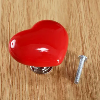 1set Fashion Heart Shape Knob Door Handles Ceramic Kitchen Cabinet Cupboard Furniture Pull Knobs Furniture Fittings with screws