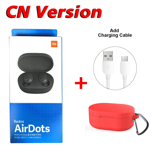 CN Cable Red Xiaomi Redmi Airdots оригинальные TWS Bluetooth 5,0 наушники стерео беспроводные активные шумоподавления с микрофоном свободные наушники - Цвет: CN Cable Red