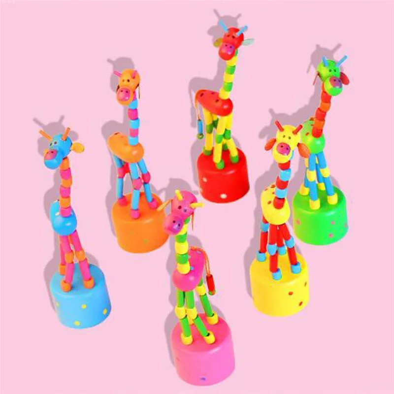 Giraffe wooden spring toy Kids Intelligence Toy Dancing Stand Rocking Wooden Toy juguetes #3N20 (4)