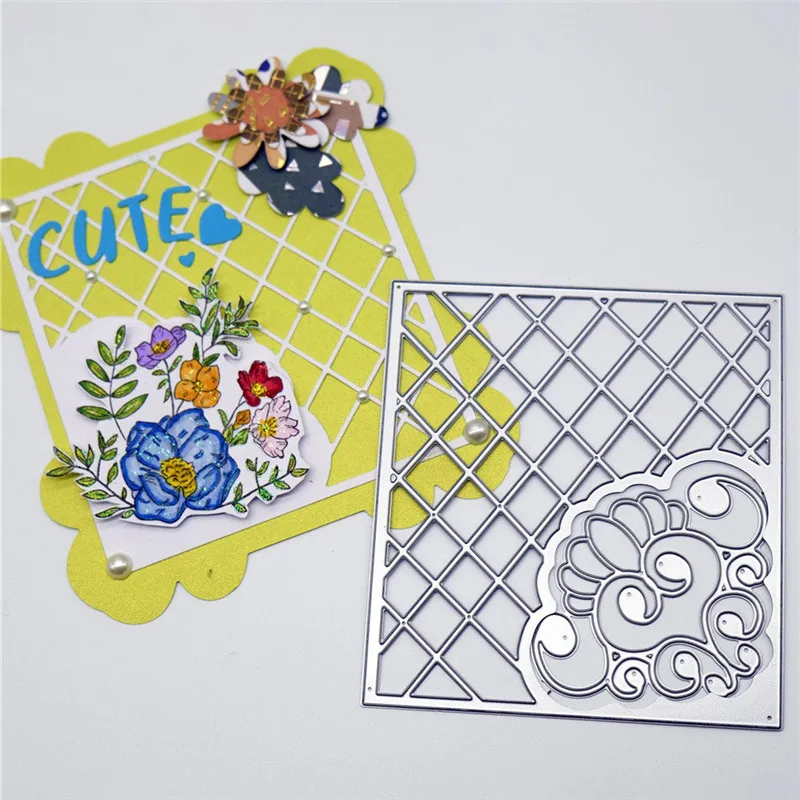 

Naifumodo Diamond Frame Dies with Lace Hollow Corner Metal Cutting Dies for Scrapbooking Craft Card Embossing Die Cut Template