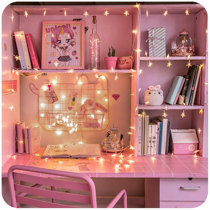 

Girl heart burst room layout ins lighting net red decorative bulbs lights string lights stars dormitory hanging bed WY03083