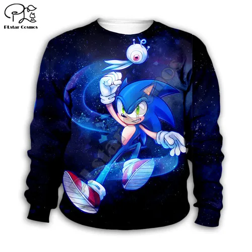 Kids sweatshirts Дети каваи аниме Super Sonic с принтом детские 3d толстовки с капюшоном и с рисунками из мультфильмов, ежика, футболка с рукавом для мальчиков и детей пальто на молнии Футболка Штаны - Цвет: Kids sweatshirts
