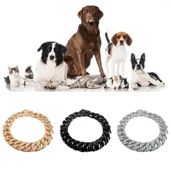 

32MMSolid Dogs Collar Chain Stainless Steel Training P Chain Sliver Luxury Pet Necklace Collar for Large Dogs Pet Supplies