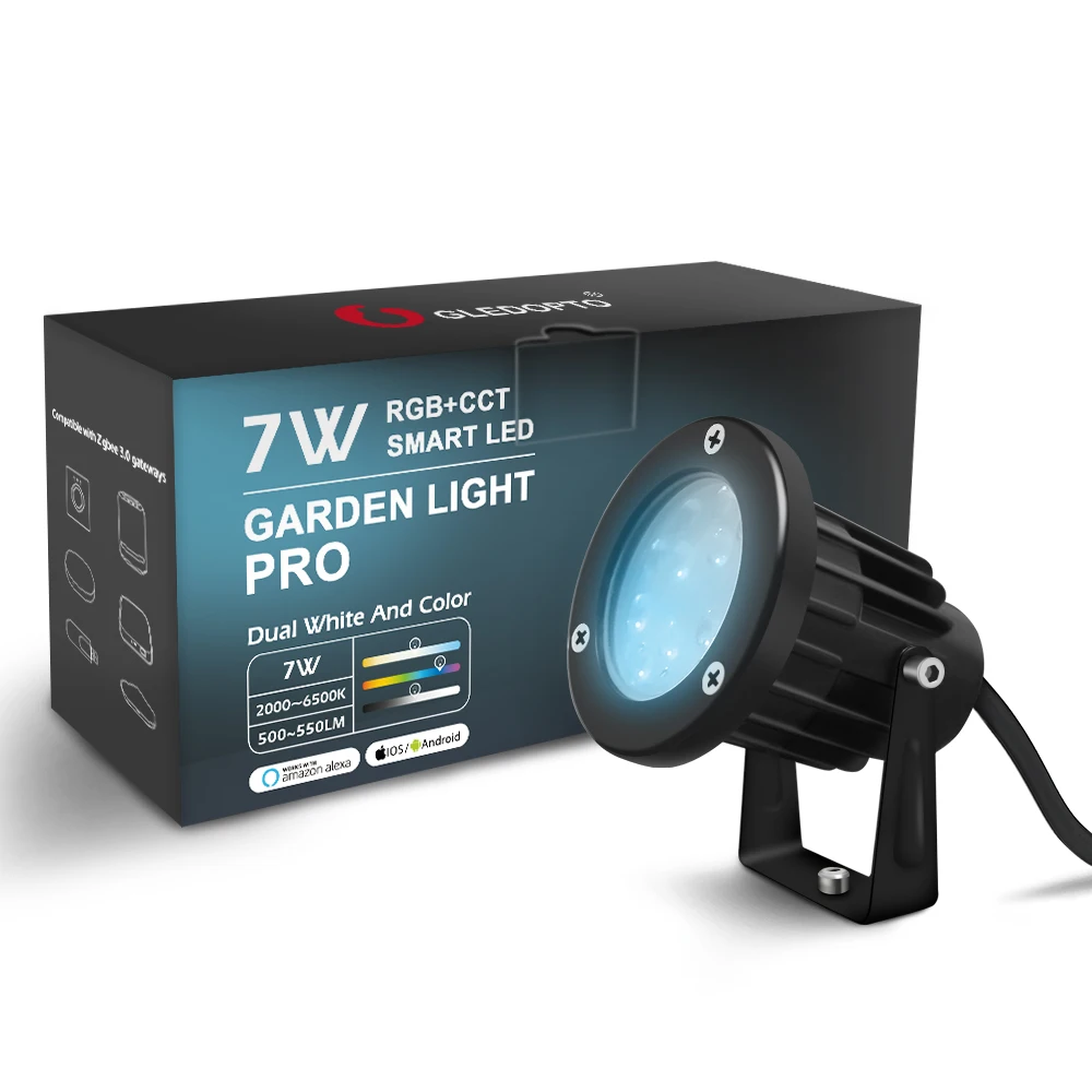 GLEDOPTO Zigbee 3.0 AC/DC 24V outdoor lighting LED garden light 7W Pro compatible hub Tuya App voice 2.4G RF remote control