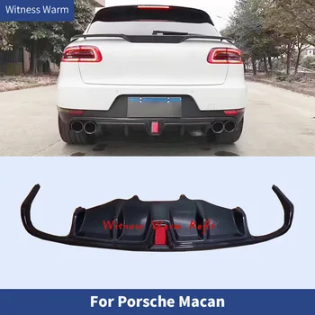 

Car-Styling Carbon Fiber Rear bumper Diffuser Lip Spoiler with LED lights for Porsche Macan car body kit