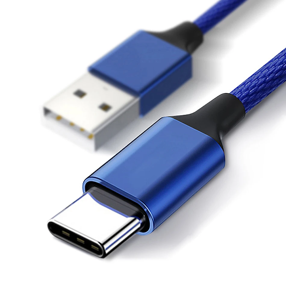 Usb type-C кабель для samsung S10 S9 S8 Xiaomi Redmi Note 7 8 10 провод для быстрого заряда шнур USB-C зарядное устройство кабель usbc 2 м - Цвет: Blue