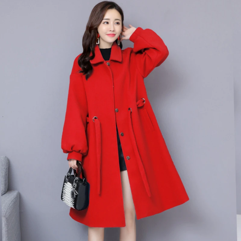Зимние пальто женские красные длинные пледы и Твити Manteau Femme Hiver Dames Jassen зимние темпераментные женские пальто - Цвет: Red