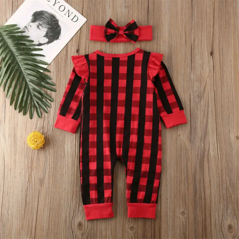 Emmababy «My First Christmas»; комбинезон в клетку с принтом оленя для маленьких девочек; комбинезон; одежда