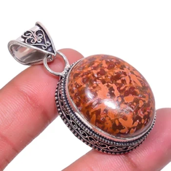 

Spider Jaspers Pendant Silver Overlay over Copper , 48 mm, P6709