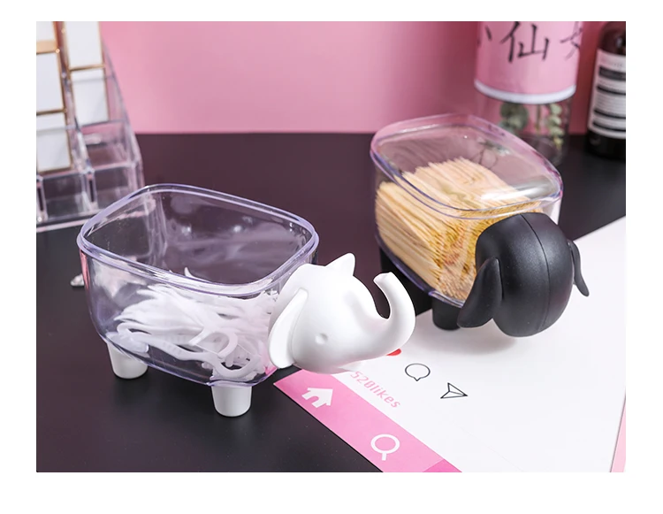 Креативная мини пластиковая коробка для хранения ватных палочек Милая овечка слон Пыленепроницаемая Косметическая хлопковая коробка для хранения Настольный Органайзер