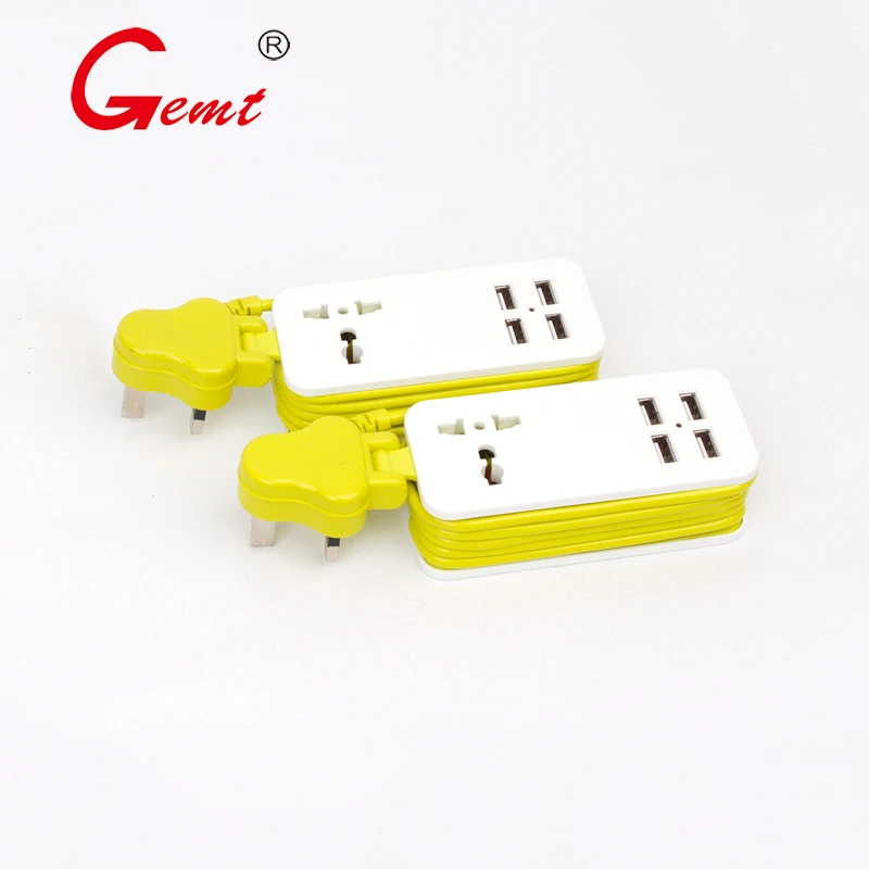

Univeral Portable Power Strip UK Plug 1-position hole with 4 USB Port QC2.0 Interface Extension Socket Plug with EU UK AU Adapte
