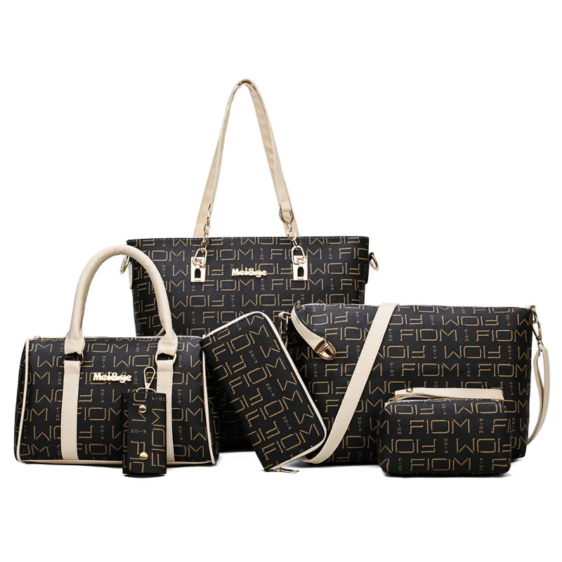 

2019 New Style Women's Europe And America Style Arrowhead Pattern Six Pieces Set Different Size Bags WOMEN'S Bag Shoulder Diagon