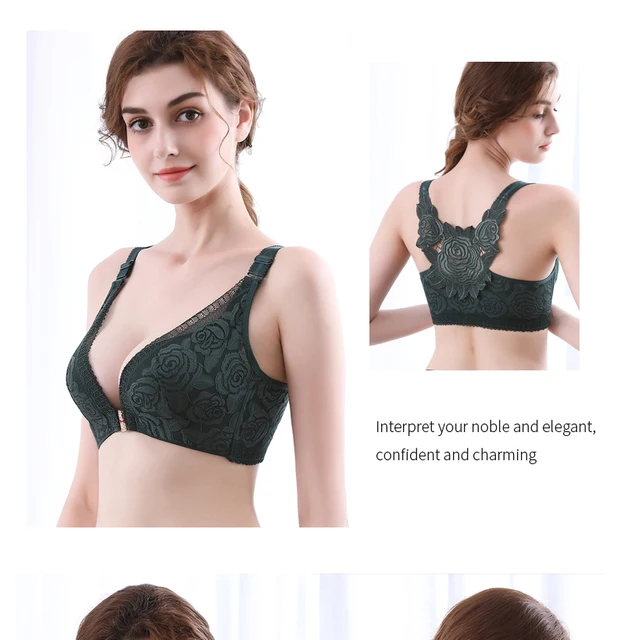 Front Closure Bra Plus Size Bras Rose Embroidery Beauty Back Bra