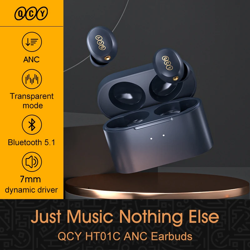 QCY HT01 hybrid ANC headphone-35dB bluetooth earphone wireless charging TWS earbuds active noise cancellation customizing APP
