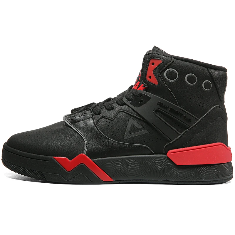 PEAK TAICHI 910 Basketball Culture Shoe Classic Retro Casual Shoes Men High-top Skateboarding Shoes Wearable Cushion Sneakers - Цвет: BlAckRed