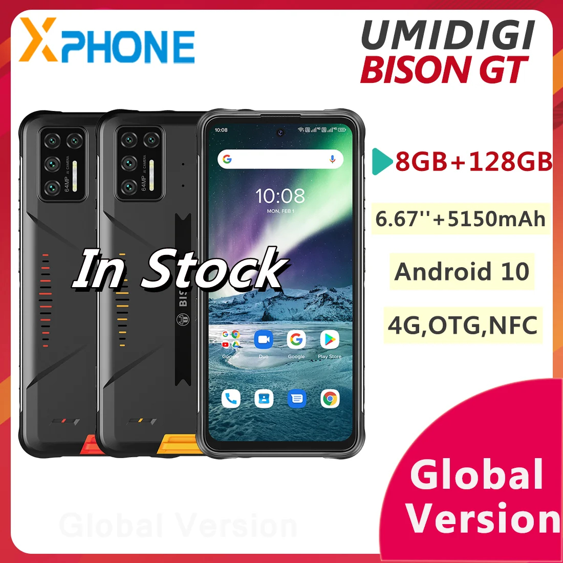 best pocophone UMIDIGI BISON GT Rugged Phone 64MP Camera 8GB 128GB 6.67'' 5150mAh Fingerprint ID Support 4G NFC OTG Google Play Smartphone best poco phone for pubg