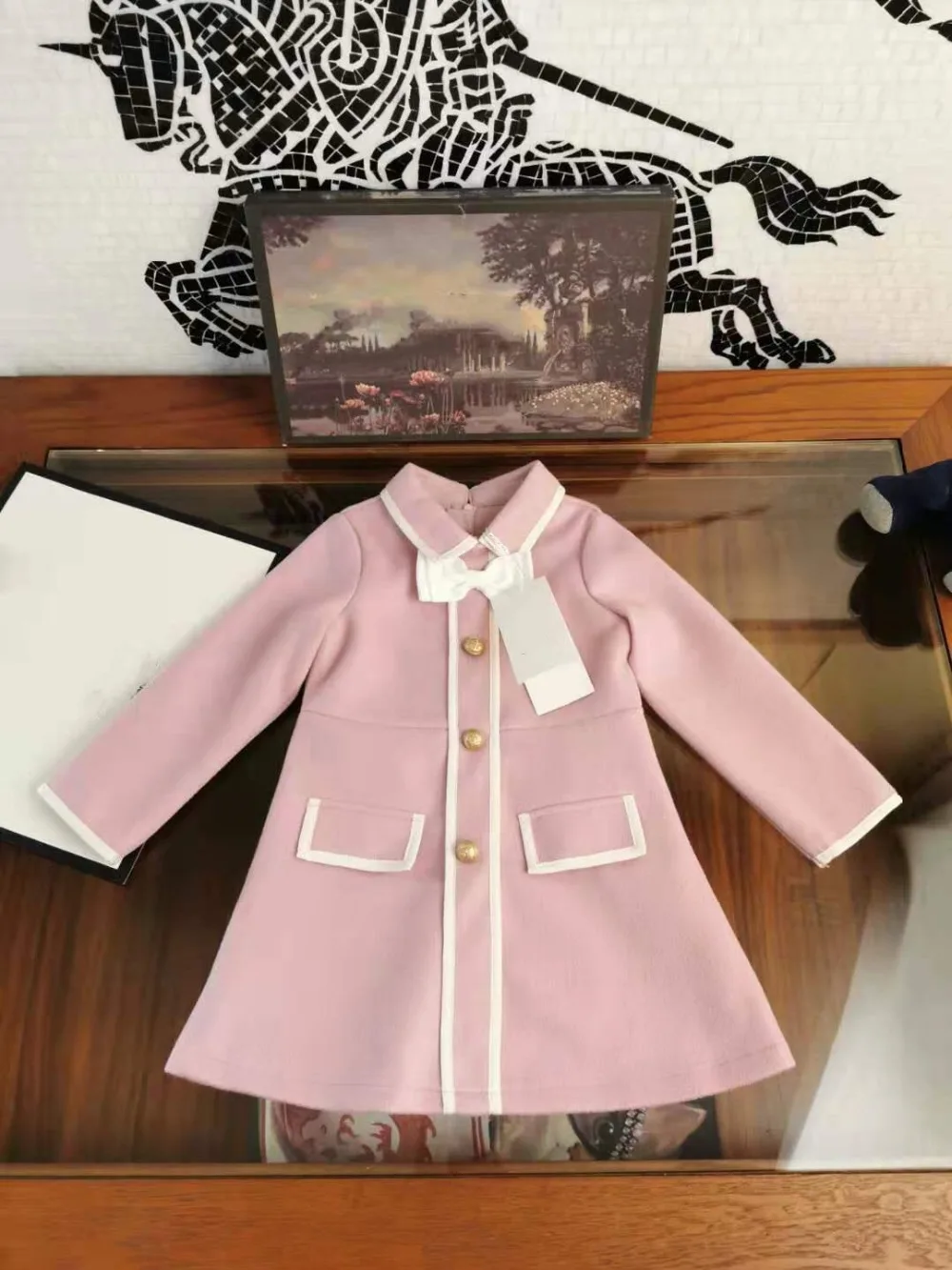 Розовое платье для маленьких девочек; vestido; платье для крещения с бантом и длинными рукавами; Зима г.; консервативный стиль; платья принцессы для маленьких девочек