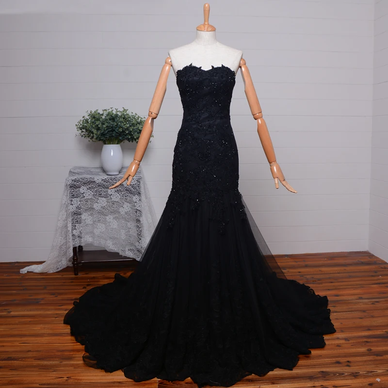 

vestido de festa 2018 sweetheart beading evening gown Arrival black lace appliques Formal Elegant mother of the bride dresses