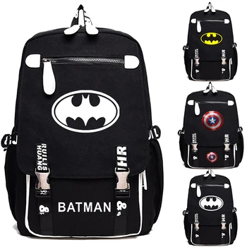 

Super Hero Back To School Anime Sac A Dos Femme Black Book Bag Batmen Large Backpack Capain American Travel Mochila Notebook