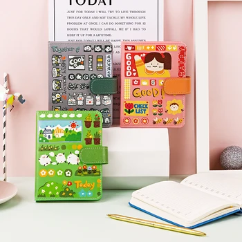 

Guangbo A6 Leather Notebook Cartoon Cute Girl Hipster Notebook Student Diary Office Record Book Magnetic Buckle Portable Notepad