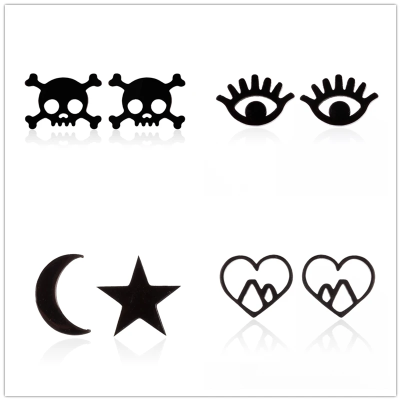 

Oly2u Punk Black Skull Stud Earrings for Women Stainless Steel Cute Evil Eye Stud Earrings Party Jewelry Gift Wholesale
