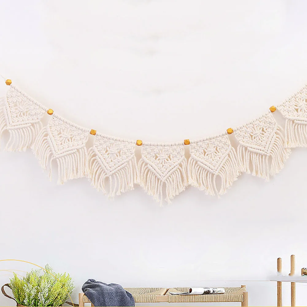 Wall Hanging Cotton Linen Ornament Home Decoration Macrame Woven Door Curtain Vintage Tassel Art Tapestry Wedding Living Room