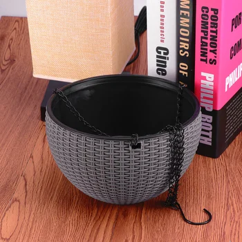 

Automatic Water Absorption Flowerpot Hanging Baskets Decoration Art Wall-mounted Flower Pot Garden Rattan Planter Basket(Rattan