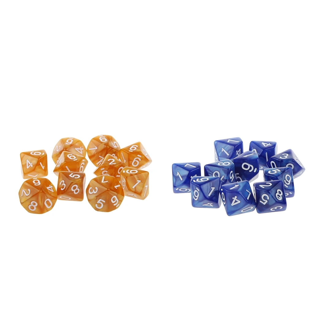 Package Of 20 Dice D10 Digital Dice Acrylic Dice For Board Games MTG TRPG