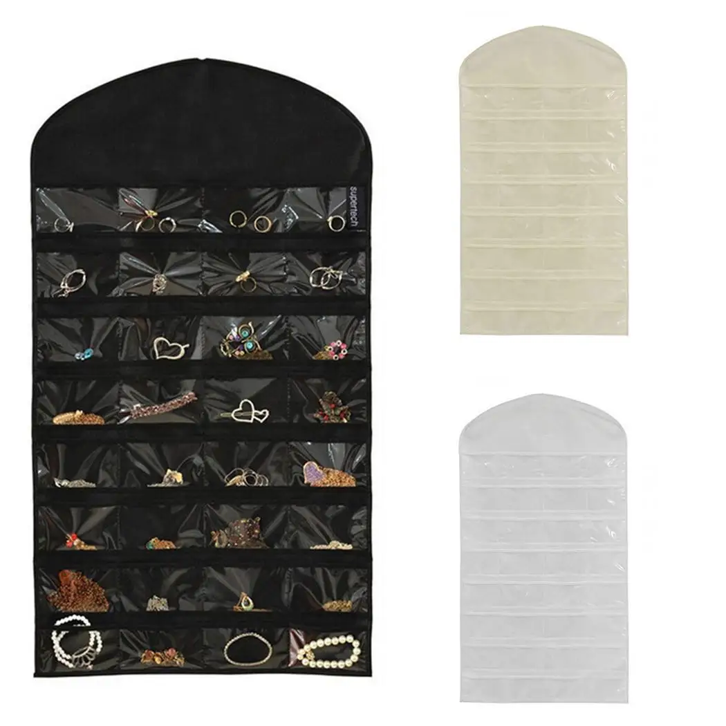 

Multi-function Storage Hanging Bag 32 Grids Double Sided Jewelry Small Items Organizer Non-woven Fabric Jewellery Display Pocket