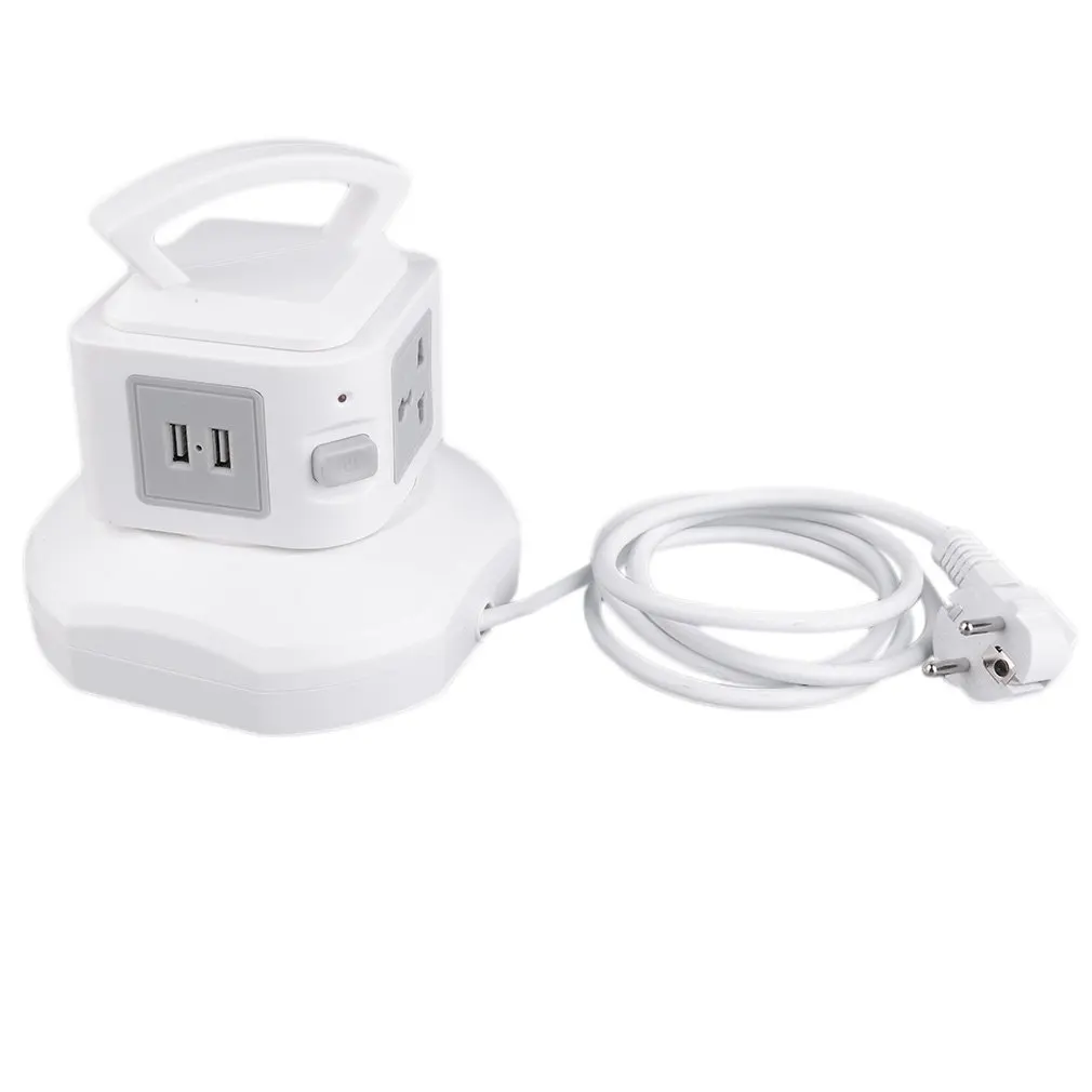 PC+ ABS Smart анти-гром перегрузки 3-розетка с 2-USB Порты защита от переполнения топливом с защитой Мощность розеток ЕС