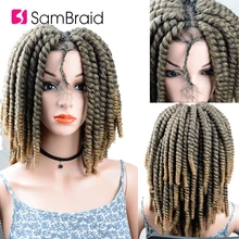 SAMBRAID, сделай сам, вязанные крючком косички, волосы, кружево, синтетический парик, страсть, твист, плетение волос, имбирь, кружевные передние парики для женщин