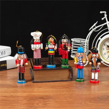 

6pcs Wooden Nutcracker Puppet Desktop Decoration Christmas Ornaments Child Gift Handcraft Guard Soldier Toy New Year Gift Dolls