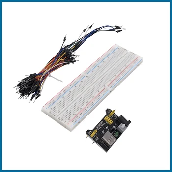 

MICROBOT MB102 Power Supply Module 3.3V 5V+Breadboard Board 830 Point+65PCS Jumper Cable EC4