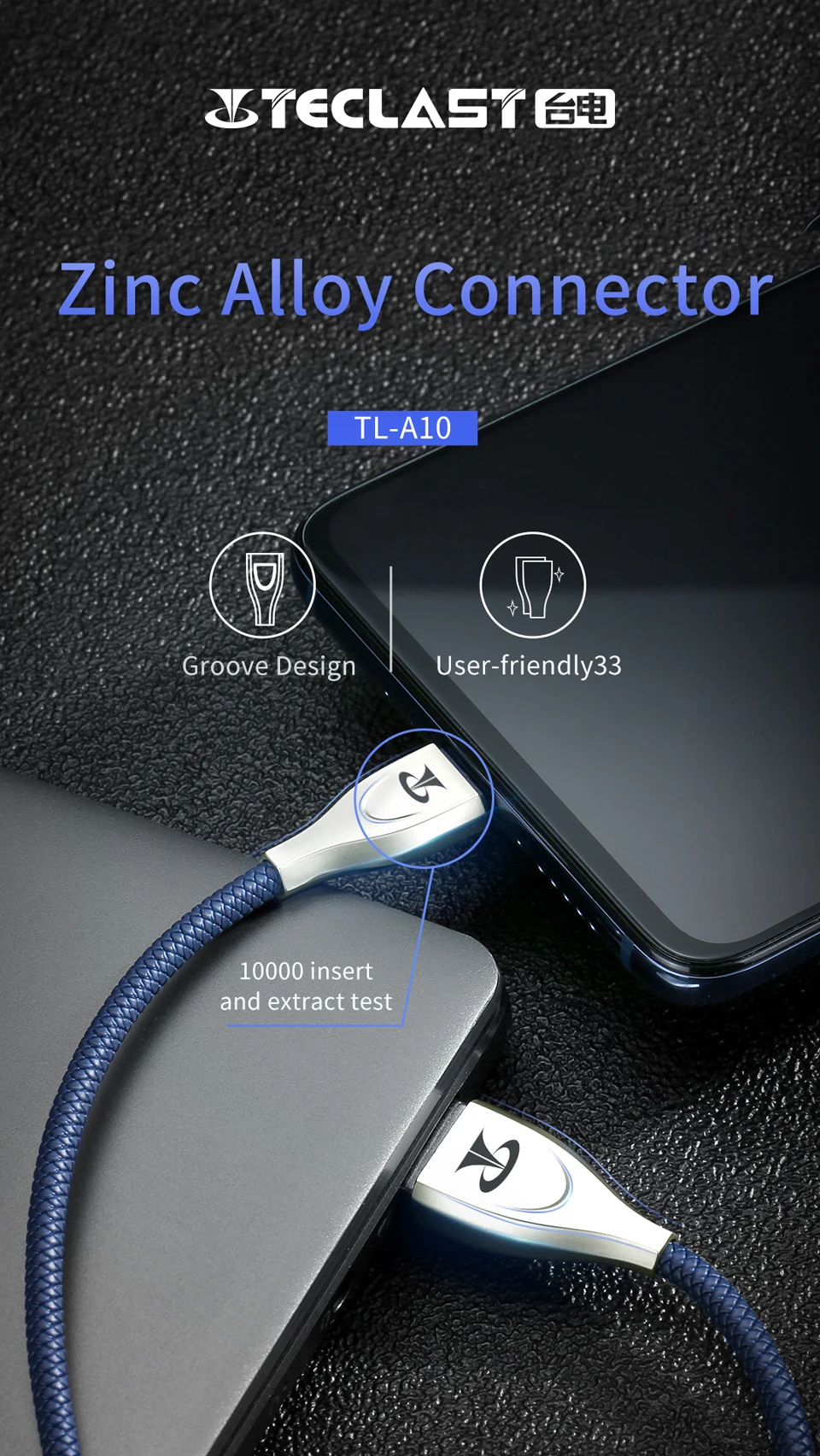 Teclast A10 USB кабель для освещения типа C Micro USB 2.4A быстрое зарядное устройство