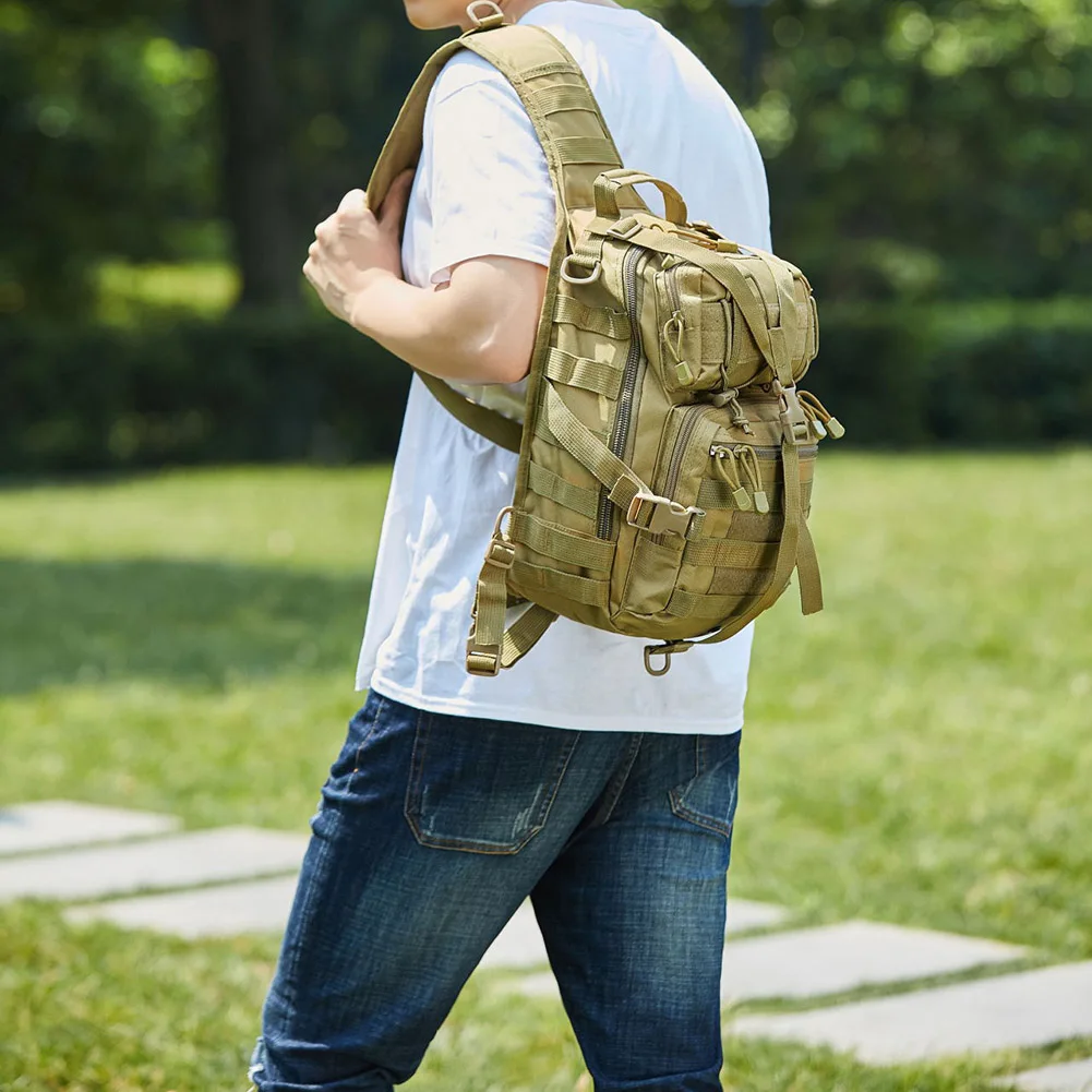 Men Tactical Chest Backpack Large Capacity Military Sling Camouflage Daypack Sports Bicycle Travel Shoulder Waist Bag